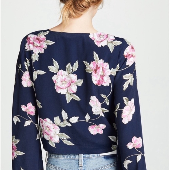 Cupcakes and Cashmere Jerome Blouse in Floral Navy and Pink, Size Medium - Picture 11 of 16